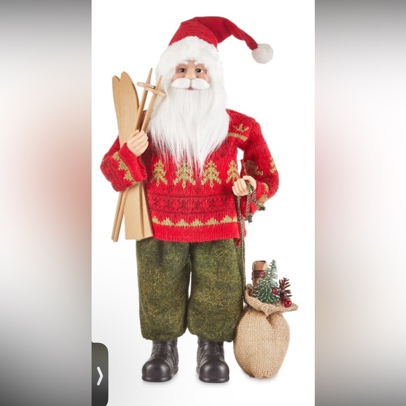 Holiday time Other - Santa decoration door 18” Santa Figurine with Skis ,Holiday Time